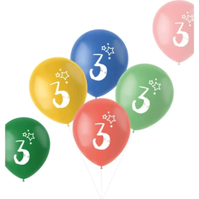 Afbeelding van Folat ballonnen Retro 3 Jaar Meerkleurig 33 cm 6 stuks