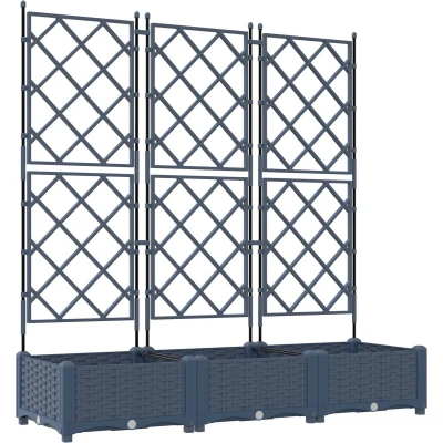 Afbeelding van vidaXL Tuin Plantenbakken Grijs Kunststof 120 x 40 125.5 cm