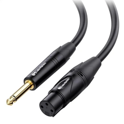 Afbeelding van Cable Matters XLR naar 1/4 TS Microfoon Kabel 10ft, Ongebalanceerde Vrouwelijke Mannelijke (6.35mm)