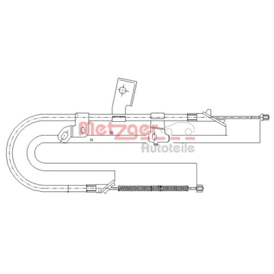 Afbeelding van METZGER 17.1071 Handremkabel rechts achter, 1503/1350mm Trommelrem COFLE TOYOTA: Yaris I Hatchback (P1) 1.0, 1.3, 1.5, 1.4 D 4D 1999 2005