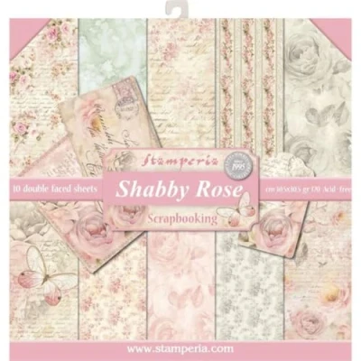 Afbeelding van STAMPERIA SBBL12 papierblok 10 vellen dubbelzijdig shabby rozen, papier, meerkleurig, 30 x