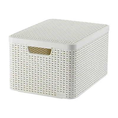 Afbeelding van Opbergbox Style met deksel L 30 crèmewit