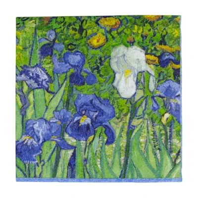 Afbeelding van Entertaining met Caspari Van Gogh Irises Paper Cocktail Napkins Luncheon groen