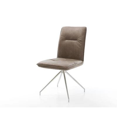 Afbeelding van Draaistoel Vinjo Flex kruisframe conisch roestvrij staal taupe vintage 180