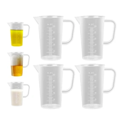Afbeelding van TenaLucy 4 stuks maatbekers klein, maatbeker 100 ml kunststof set met handvat maatbekerset mini waspoeder hittebestendig precisie weegschaal