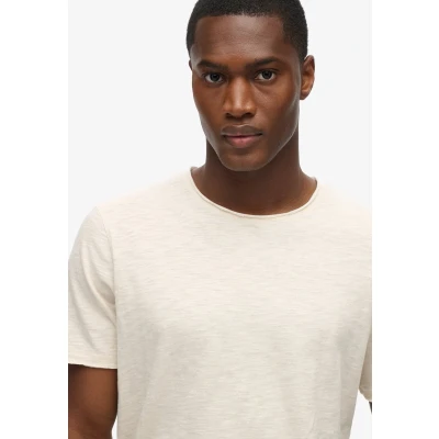 Afbeelding van Superdry Mannen Raw Edge Slub T shirt Crème Grootte: XL