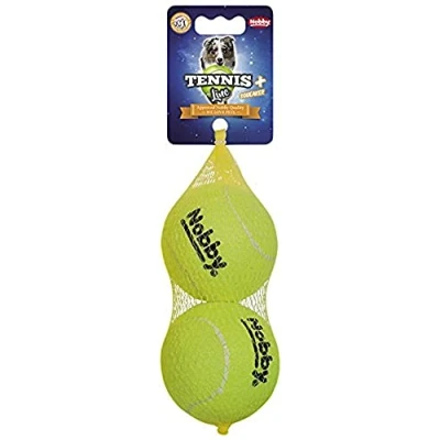 Afbeelding van Nobby Tennisbal met squeaker L 8,5 cm; 2 delig net