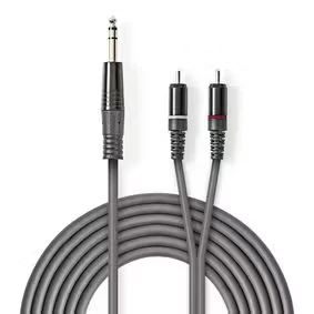 Afbeelding van Tulp naar jack 6.35 mm kabel Nedis 1.5 meter (Stereo, 100% koper)