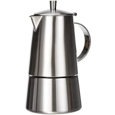 Afbeelding van Cilio Modena espressomachine, roestvrij staal, geschikt voor alle warmtebronnen, diameter 8,5 cm, vaatwasmachinebestendig, mokka kan, 4 kopjes, camping koffiekoker