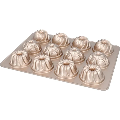 Afbeelding van RBV Birkmann, 887077, muffinvorm tulband, violet, gegoten aluminium, anti aanbak, 12 stuks, goud