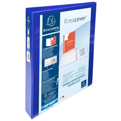 Afbeelding van Exacompta Kreacover personaliseerbare ringmap blauw 2 ringen van 25 mm 10 stuks