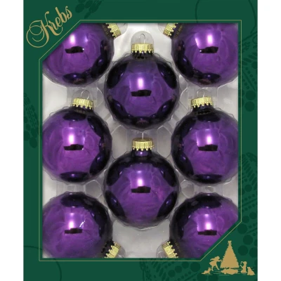 Afbeelding van Krebs Kerstballen 8 stuks paars glas 7 cm