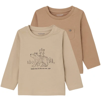 Afbeelding van Vertbaudet Set van 2 T shirts Basics baby lange mouwen