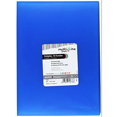 Afbeelding van Grafoplas mappen, foolscap, omslag PP, Multiline 10 blauw