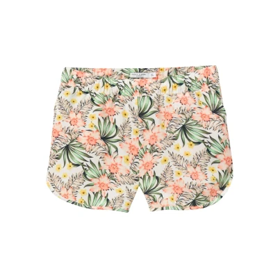 Afbeelding van NAME IT MINI gebloemde short NMFVINAYA van gerecycled polyester wit/groen/zalm
