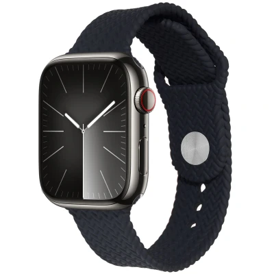 Afbeelding van Apple Watch bandje Siliconen en TPU (zacht) Zwart Geschikt voor Series 1/2/3/4/5/6/7/8/9/10/SE/Ultra/Ultra 2 (44/45/46/49 mm)