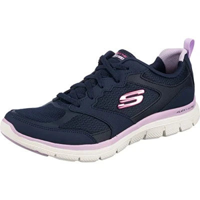Afbeelding van Skechers Flex Appeal 4.0 Active Flow Sneaker voor dames, Marineblauw lederen mesh trim, 41 EU