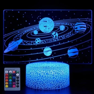 Afbeelding van Creatieve 3D Zonnestelsel Nachtlampje USB Aangedreven Afstandsbediening Raak Schakelaar Decor Tafellamp 7/16 Kleur Veranderende LED Verjaardagscadeau Kinderen Cadeau Kerst Decoratie