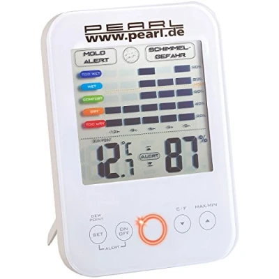 Afbeelding van Pearl Schimmelwaarschuwing: digitale hygrometer/thermometer met schimmelalarm en LCD display (schimmelmelder)