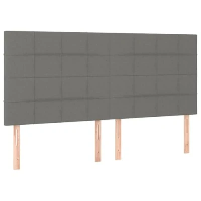 Afbeelding van vidaXL Hoofdborden 4 st 100x5x78/88 cm stof donkergrijs