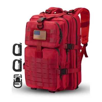 Afbeelding van Hannibal Tactical MOLLE Assault Pack, tactische rugzak militaire leger camping rugzak, 3 daagse Rood, 40L