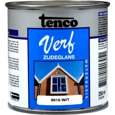 Afbeelding van Tenco TencoVerf Waterbasis Zijdeglans 0,25 ltr wit (RAL 9010) Zijdeglansverf voor hout binnen (waterbasis)