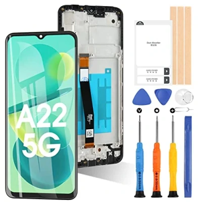Afbeelding van ARSSLY Vervangend beeldscherm voor Samsung Galaxy A22 5G SM A226B A226B/DS A226B/DSN LCD display, touch digitizer glasmontage (zwart met frame)