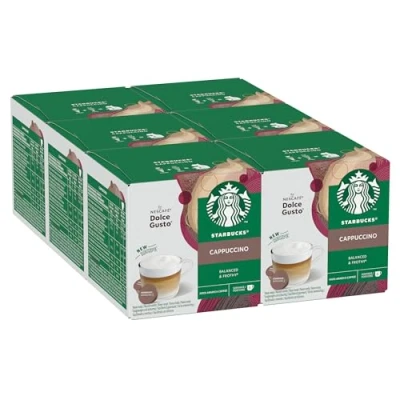 Afbeelding van STARBUCKS Cappuccino by Nescafé Dolce Gusto Koffiecapsules 6 x 12 (72 Capsules, 36 Koffiekopjes)