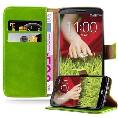 Afbeelding van Cadorabo Hoesje geschikt voor LG G2 in GRAS GROEN Beschermhoes met magnetische sluiting, standfunctie en kaartvakje Book Case Cover Etui
