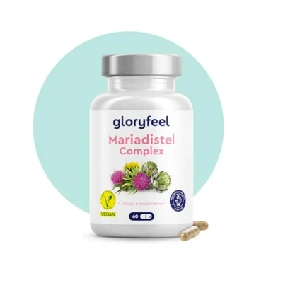 Afbeelding van Mariadistel capsules met artisjok paardebloem complex 60 veganistische 500mg hooggedoseerd 80% silymarine desmodium in een 4 voudig laboratorium getest