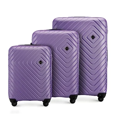 Afbeelding van WITTCHEN Cube collectie Set 3 koffers ABS met een ruwe textuur Telescopische handgreep Cijferslot 4 zwenkwielen Maat (S+M+L) Paars