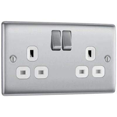 Afbeelding van BG NBS22W 01 Elektrische enkele dimmer lichtschakelaar, geborsteld staal, grijs
