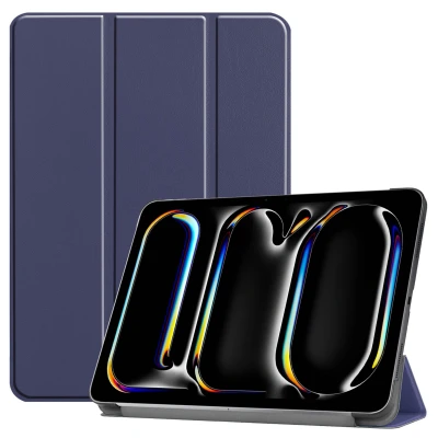 Afbeelding van iPad Pro 11 (2024) M4 Hoes: iMoshion Trifold Bookcase Donkerblauw Kunstleder Tablet Hoezen