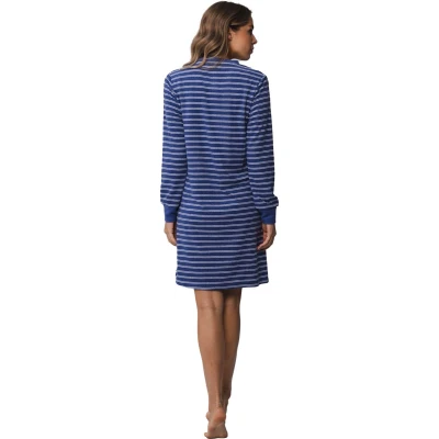 Afbeelding van Blauw gestreept badstof nachthemd Maat 44
