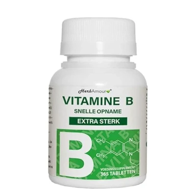 Afbeelding van Vitamine B Complex Extra Sterk 365 Tabletten (12 Maanden Voorraad) B1, B2, B3, B5, B6, B12 met Biotine &amp; Foliumzuur Zonder Gluten Lactose Made in Italy