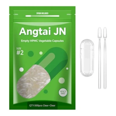 Afbeelding van AngtaiJN lege veganistische capsules, capsules 2 (500 stuks), om te vullen met microlepels, doe het zelf capsulehoezen voor de capsulevuller maat