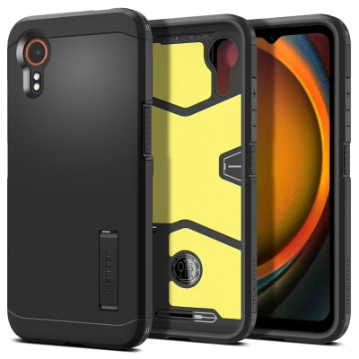 Afbeelding van Samsung Galaxy Xcover 7 Hoesje Kunststof Spigen Backcover/Hardcase Zwart Telefoonhoesje Shockproof/Valbescherming