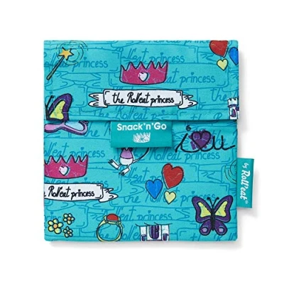 Afbeelding van Roll&#039;eat ® Snack&#039;n&#039;Go Kids Herbruikbare Ecologische Broodzak voor Kinderen Zonder BPA, Turquoise Prinses Waterdicht, Vlek bestendig, Gemakkelijk Te Reinigen Machine wasbaar