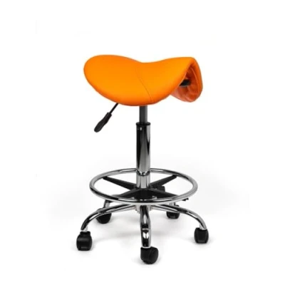 Afbeelding van zadelkruk Kalista Standaard Oranje met Voetring Zithoogte 50/68cm kruk op wielen krukje werkkruk bureaukruk kapperskruk verstelbaar draaikruk tabouret rugleuning tot 160kg