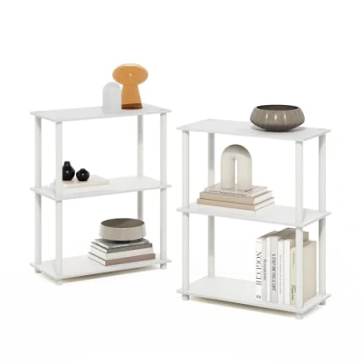 Afbeelding van Furinno Turn N Tube 3 laags compact multifunctioneel rek voor planken, wit/wit, set van 2