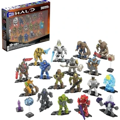 Afbeelding van Mega Halo actiefiguren, bouwspeelgoedset, personagepakket met 338 stuks, beweegbare articulatie, 2 inch lang, verzamelobject voor kinderen of volwassenen