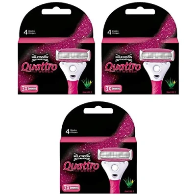 Afbeelding van Wilkinson Sword Quattro Women 9 Klingen für glatte Bein, Achseln und Bikinizone Sparpack Jahresvorrat