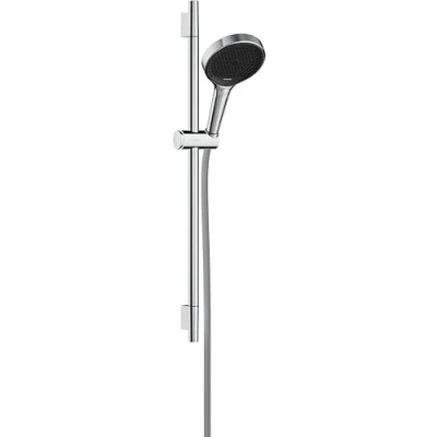 Afbeelding van hansgrohe rainfinity doucheset 130 3jet ecosmart met glijstang 65 cm push schuifstuk en textiel doucheslang 160 chroom 28746000