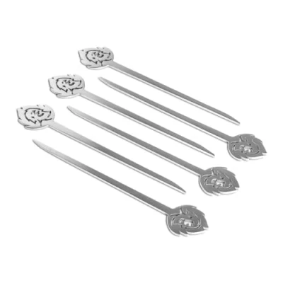 Afbeelding van Burnhard Burger Spiezen 6 stuks, van roestvrij staal, metalen spiesen met breed grijpvlak, 15 cm lange sjaslik spiesen, ook ideaal als vleesspies of grillspies