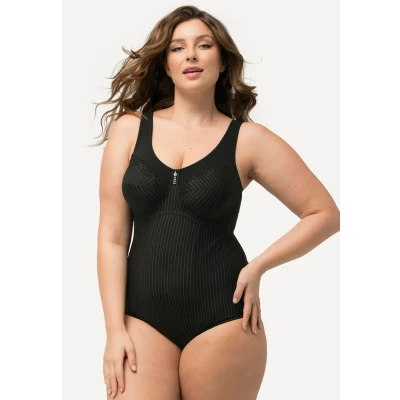 Afbeelding van Ulla Popken Nadelstreifen OHNE BH Tragbar Body, Dames, Maat: 100C, Schwarz