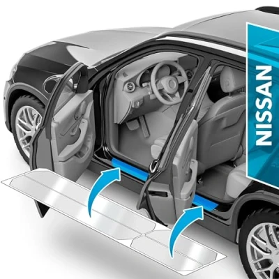 Afbeelding van uProtect auto dorpel bescherming voor Nissan Qashqai 3 (III) J12 I 2021 2025 lakbeschermingsfolie instaplijsten beschermfolie autodeur accessoires sierlijsten transparant glanzend