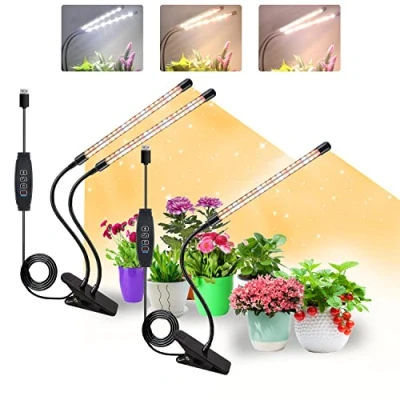 Afbeelding van COKOLILA 2 stuks led plantenlamp, 240 leds, volledig spectrum, plantenlicht, 3000 K, 5000 660 nm, plantenlamp voor kamerplanten met timer, 3 lichtmodi, ideaal planten (geen adapter)