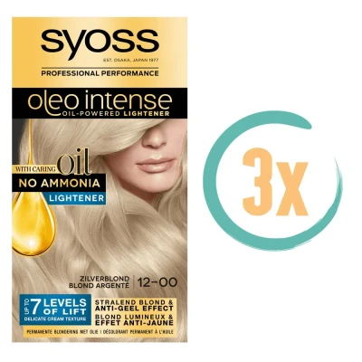 Afbeelding van 3x Syoss Oleo Intense 12 00 Zilverblond Haarverf