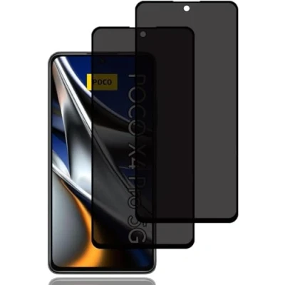 Afbeelding van 2 Pack Anti Spy Screen Protector for Xiaomi Poco X4 Pro 5G Full Privacy Protector, 3D Tempered Glass Film, 9H Hardness Peeping Coverage Scratch