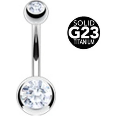 Afbeelding van Piercing titanium steen wit